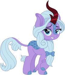 Size: 1296x1500 | Tagged: safe, artist:cloudy glow, fond feather, kirin, g4, female, kirin-ified, lidded eyes, looking at you, raised hoof, simple background, smiling, smiling at you, solo, species swap, transparent background