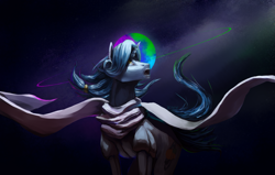 Size: 3407x2162 | Tagged: safe, artist:kiwwsplash, oc, oc only, oc:starley orlin, pony, unicorn, clothes, cute, earth, female, high res, horn, looking up, mare, open mouth, planet, scarf, solo, space, surprised, unicorn oc