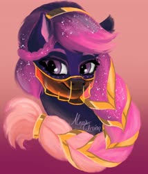 Size: 4275x5000 | Tagged: safe, artist:colorpalette-art, oc, oc only, oc:amira, pony, braid, bust, female, head, mare, smiling, solo, veil