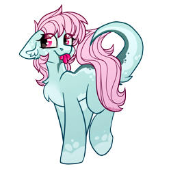 Size: 2000x2000 | Tagged: safe, artist:spoopygander, oc, oc only, oc:scoops, monster pony, original species, pony, tatzlpony, chest fluff, cute, eye clipping through hair, female, floppy ears, freckles, heart eyes, high res, mare, markings, simple background, smiling, solo, species swap, tongue out, transparent background, wingding eyes