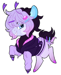 Size: 1024x1254 | Tagged: safe, artist:azure-art-wave, oc, oc only, oc:xei, earth pony, pony, antennae, chibi, clothes, hoodie, simple background, solo, transparent background