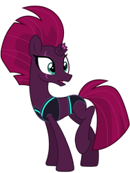 Size: 5883x7786 | Tagged: safe, alternate version, artist:ejlightning007arts, tempest shadow, pony, unicorn, g4, base used, bikini, broken horn, clothes, eye scar, horn, mohawk, open mouth, raised leg, scar, simple background, swimsuit, transparent background, vector, wide eyes