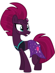 Size: 5883x7786 | Tagged: safe, artist:ejlightning007arts, tempest shadow, pony, unicorn, g4, base used, bikini, broken horn, clothes, eye scar, horn, mohawk, open mouth, raised leg, sarong, scar, simple background, swimsuit, transparent background, vector, wide eyes