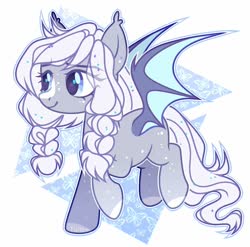 Size: 1280x1267 | Tagged: safe, artist:toffeelavender, oc, oc only, bat pony, pony, bat pony oc, bat wings, braid, female, mare, solo, twin braids, wings