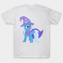 Size: 554x554 | Tagged: safe, trixie, g4, cape, clothes, hat, print, shirt, simple background, t-shirt, trixie's cape, trixie's hat, white background