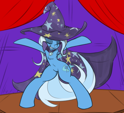 Size: 1200x1094 | Tagged: safe, artist:reiduran, edit, trixie, pony, unicorn, semi-anthro, g4, arm hooves, armpits, belly button, bipedal, chest fluff, female, performance, solo