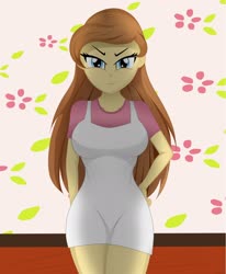 Size: 2176x2644 | Tagged: safe, artist:danielitamlp, oc, oc only, oc:cream heart, equestria girls, g4, breasts, busty cream heart, clothes, equestria girls-ified, female, hand on hip, high res, looking at you, milf, shirt, smiling, smug, solo