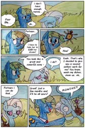 Size: 1312x1966 | Tagged: safe, artist:mysteriousshine, trixie, earth pony, pony, unicorn, comic:the children of the night, g4, bag, bits, comic, dialogue, female, hoofbump, male, mare, saddle bag, stallion, traditional art