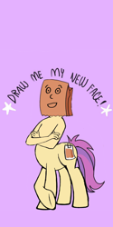 Size: 1080x2160 | Tagged: safe, artist:calebtyink, artist:paperbagpony, oc, oc:paper bag, earth pony, ponytaur, anthro, taur, anthro centaur, draw me my new face, exploitable meme, meme, ponytaur universe, solo