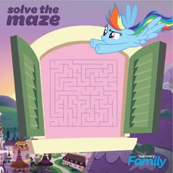 Size: 2084x2084 | Tagged: safe, rainbow dash, pegasus, pony, g4, discovery family logo, female, high res, mare, maze, solo