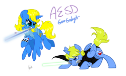 Size: 1872x1123 | Tagged: safe, artist:zoidledoidle, oc, oc only, oc:gear gadget, oc:luke skypony, alicorn, pony, fight, lightsaber, mouth hold, simple background, star wars, transparent background, weapon