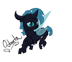 Size: 1080x936 | Tagged: safe, artist:zoidledoidle, oc, oc only, changeling, blue changeling, simple background, solo, transparent background