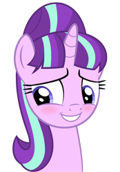 Size: 1654x2372 | Tagged: safe, artist:culu-bluebeaver, starlight glimmer, pony, unicorn, comic:the newcomer, g4, blushing, cute, female, glimmerbetes, horn, mare, png, s5 starlight, simple background, smiling, solo, transparent background, vector