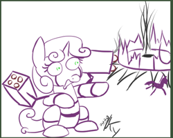 Size: 1042x834 | Tagged: safe, artist:kylami, sweetie belle, pony, robot, g4, blown up, doodle, female, simple background, solo, sweetie bot, white background