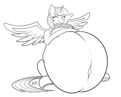 Size: 5000x4000 | Tagged: safe, artist:evan555alpha, twilight sparkle, alicorn, pony, g4, belly, belly button, big belly, binder, book, eyes closed, female, frog (hoof), heart, hug, huge belly, hyper, hyper belly, hyper pregnancy, impossibly large belly, linea nigra, lineart, monochrome, outie belly button, preglight sparkle, pregnant, signature, sitting, smiling, solo, spread wings, tail, twilight sparkle (alicorn), underhoof, wings