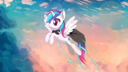 Size: 3200x1800 | Tagged: safe, artist:lucent starscape, oc, oc only, oc:lucent starscape, oc:星夜流光, alicorn, pony, alicorn oc, cape, clothes, flying, horn, male, solo