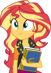 Size: 3000x4311 | Tagged: safe, artist:cloudy glow, sunset shimmer, equestria girls, equestria girls specials, g4, my little pony equestria girls: better together, my little pony equestria girls: forgotten friendship, .ai available, clothes, female, geode of empathy, high res, magical geodes, simple background, skirt, smiling, solo, transparent background, vector, yearbook