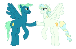 Size: 1046x682 | Tagged: safe, artist:mlp-headstrong, sky stinger, vapor trail, pegasus, pony, g4, duo, female, male, mare, ship:vaporsky, shipping, simple background, stallion, straight, transparent background, vector