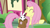 Size: 1920x1080 | Tagged: safe, screencap, angel bunny, fluttershy, pony, rabbit, g4, she talks to angel, animal, bag, duo, eyes closed, female, male, mare, messy mane, open mouth, raised hoof, saddle bag