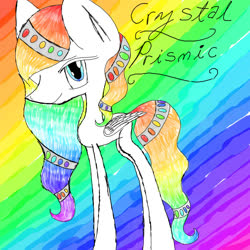 Size: 2000x2000 | Tagged: safe, artist:prismicdiamondart, oc, oc only, oc:prismatic spectrum rainbow, pegasus, pony, abstract background, female, high res, mare, multicolored hair, pegasus oc, rainbow hair, solo, wings