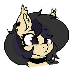 Size: 418x403 | Tagged: safe, artist:naaltive, oc, oc only, oc:darkius wolficus, bat pony, pony, choker, ear piercing, female, freckles, ms paint, naaltive's ms paint ponies, piercing, solo