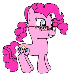 Size: 636x688 | Tagged: safe, artist:logan jones, pinkie pie, earth pony, pony, g4, braid, cute, female, glasses, pigtails, sci-pie, simple background, smiling, transparent background