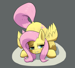 Size: 1590x1428 | Tagged: safe, artist:whiskeypanda, fluttershy, pegasus, pony, g4, ass up, bedroom eyes, blushing, face down ass up, female, presenting, solo