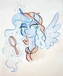 Size: 2872x3464 | Tagged: safe, artist:dawnfire, princess luna, alicorn, pony, g4, clothes, cosplay, costume, deerstalker, detective, female, hat, high res, magnifying glass, mare, photo, pipe, sherlock holmes, sketch, sketches from a hat, solo, traditional art
