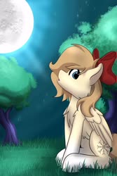 Size: 2000x3000 | Tagged: safe, artist:noxi1_48, oc, oc:arya, pegasus, pony, blue eyes, bow, commission, cutie mark, female, hair bow, happy, looking at you, ych result