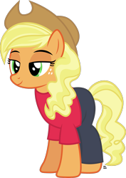 Size: 1423x2015 | Tagged: safe, artist:anime-equestria, applejack, earth pony, pony, g4, alternate hairstyle, applejack's hat, clothes, cowboy hat, female, hat, relaxed, simple background, smiling, solo, transparent background, vector