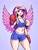 Size: 1500x1952 | Tagged: safe, artist:breadbirdart, princess cadance, human, g4, anime, belly button, blue background, blushing, boxing gloves, bra, breasts, cleavage, clothes, commission, female, humanized, midriff, simple background, solo, sports bra, sweat, winged humanization, wings