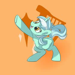 Size: 2000x2000 | Tagged: safe, artist:drtuo4, lyra heartstrings, pony, unicorn, g4, action pose, cute, female, high res, lyrabetes, raised hoof, simple background, solo, stretching