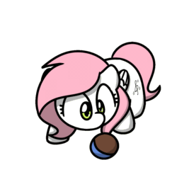 Size: 1000x1000 | Tagged: safe, artist:sugar morning, oc, oc only, oc:sugar morning, pegasus, pony, animated, ball, behaving like a cat, colored, commission, cute, cutie mark, female, frame by frame, gif, mare, simple background, solo, sugar morning's play time, transparent background, ych result