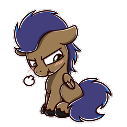 Size: 2048x2048 | Tagged: safe, artist:sugar morning, oc, oc only, pegasus, pony, angry, blushing, chibi, high res, looking down, male, simple background, sitting, stallion, transparent background