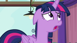 Size: 1920x1080 | Tagged: safe, screencap, twilight sparkle, alicorn, pony, a trivial pursuit, g4, apologetic, ashamed, female, floppy ears, folded wings, guilty, looking up, mare, messy mane, purple eyes, solo, talking, twilight sparkle (alicorn)