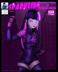 Size: 1280x1584 | Tagged: safe, artist:deathscythejoe03, twilight sparkle, human, g4, boots, cover, humanized, magic gaia, shoes, superhero, thigh boots