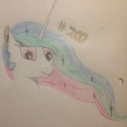 Size: 3014x3024 | Tagged: safe, artist:moonbutters, princess celestia, alicorn, pony, g4, female, high res, photo, solo, traditional art