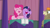 Size: 1920x1080 | Tagged: safe, screencap, cranky doodle donkey, pinkie pie, twilight sparkle, alicorn, earth pony, pony, a trivial pursuit, g4, bell, eyes closed, female, floppy ears, laughing, mare, messy mane, twilight sparkle (alicorn)