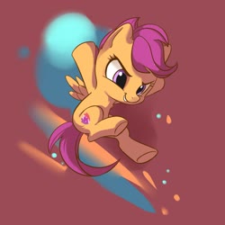 Size: 1745x1745 | Tagged: safe, artist:drtuo4, scootaloo, pegasus, pony, g4, abstract background, cute, cutealoo, female, filly, smiling, solo