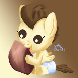 Size: 1750x1750 | Tagged: safe, artist:kelseyleah, pound cake, pegasus, pony, g4, baby, baby pony, cake, colt, cute, diaper, eating, foal, food, male, poundabetes, solo