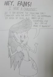 Size: 1164x1674 | Tagged: safe, artist:octascratchrock, octavia melody, equestria girls, g4, breaking the fourth wall, challenge, clothes, cute, female, fourth wall, fourth wall destruction, scooby-doo!, skirt, solo, traditional art