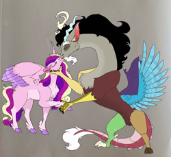 Size: 1894x1738 | Tagged: safe, artist:nightshade2004, discord, princess cadance, alicorn, draconequus, pony, g4, duo, eyes closed, female, infidelity, kiss on the lips, kissing, male, mare, ship:discodance, shipping, simple background, straight