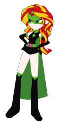 Size: 603x1224 | Tagged: safe, artist:lhenao, sunset shimmer, human, equestria girls, g4, female, human coloration, simple background, solo, superhero, transparent background, ultra shimmer