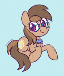 Size: 1500x1784 | Tagged: safe, artist:dawnfire, oc, oc only, oc:dawnsong, earth pony, pony, choker, female, glasses, mare, signature, simple background, sketch, smiling, solo
