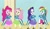 Size: 1280x738 | Tagged: safe, screencap, fluttershy, pinkie pie, rainbow dash, rarity, equestria girls, g4, my little pony equestria girls, cafeteria, clothes, facing each other, fake ears, fake tail, female, helping twilight win the crown, sweater, wondercolt ears