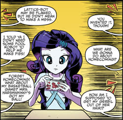 Size: 2000x1952 | Tagged: safe, artist:pencils, idw, rarity, equestria girls, g4, spoiler:comic, spoiler:comicequestriagirlsmarchradness, abstract background, cellphone, offscreen character, phone, smartphone