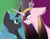 Size: 2170x1675 | Tagged: safe, artist:dragonpilyale, idw, princess cadance, queen chrysalis, alicorn, changeling, changeling queen, pony, g4, reflections, spoiler:comic, crossed horns, duo, ear piercing, earring, evil cadance, eyeshadow, female, floppy ears, horn, intimidating, jewelry, looking at each other, looking at someone, makeup, mirror universe, piercing, reversalis, role reversal, scowl, signature