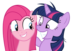 Size: 4086x2936 | Tagged: safe, artist:slb94, artist:thorinair, pinkie pie, twilight sparkle, g4, duo, insanity, pinkamena diane pie, simple background, transparent background, twilight snapple, vector