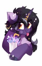 Size: 750x1169 | Tagged: safe, artist:mirtash, oc, oc only, oc:rivibaes, pony, unicorn, :p, chest fluff, cute, female, jewelry, looking at you, mare, milkshake, pale belly, silly, simple background, solo, tongue out, white background
