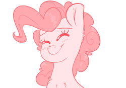 Size: 5000x3500 | Tagged: safe, artist:fluffyxai, pinkie pie, earth pony, pony, g4, chest fluff, cute, diapinkes, eyes closed, female, head shot, mare, simple background, sketch, smiling, solo, white background